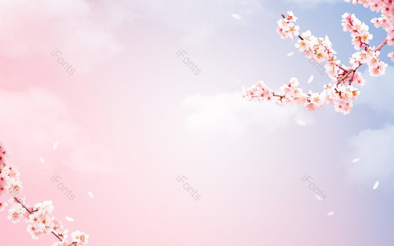 简约时尚唯美樱花云彩樱花季节背景,插画/手绘图,插画/手绘图库,插画/手绘图下载,插画/手绘